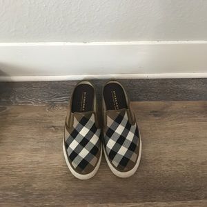 Authentic Burberry slip on mules with original box